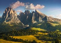 Sassolungo mountain view form Seiser Alm, Dolomites
