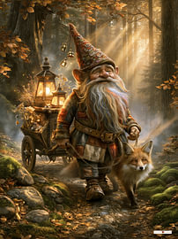 Gnome mit Fuchs im Wald