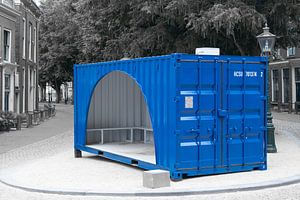 der blaue Container in Leiden