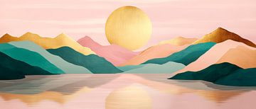 Abendstimmung über bunten Bergen von Poster Art Shop