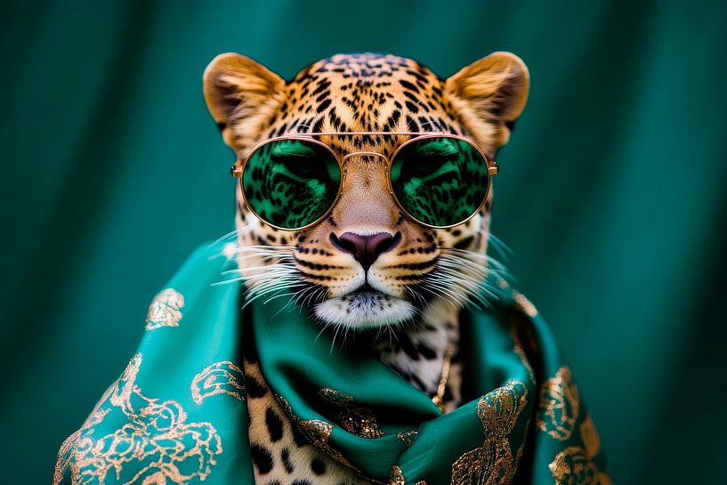 Leopard in a fashionable outfit with sunglasses by Poster Art Shop