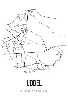 Uddel (Gelderland) | Landkaart | Zwart-wit van MijnStadsPoster