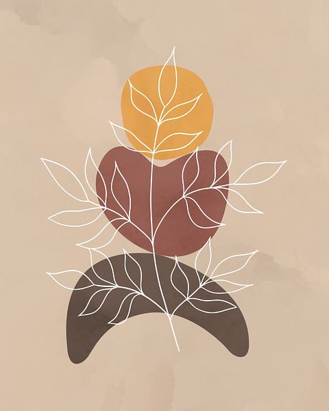 Autumn landscape with a stylized tree