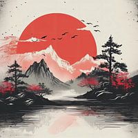 Japanische Tuschemalerei-Landschaft