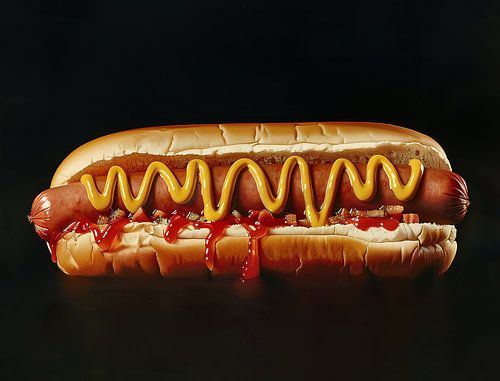 Hyper-realistisches Porträt eines leckeren Hotdogs von Roger VDB