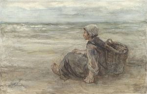 Vissersmeisje op het strand, Jozef Israëls