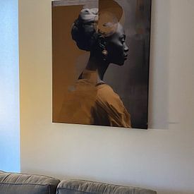 Customer photo: Modern portrait in collage style, golden brown by Carla Van Iersel, on artframe