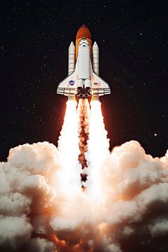 Raketlancering avondlucht van Poster Art Shop
