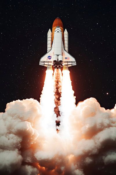 Rocket launch evening sky by Poster Art Shop