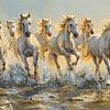 Un troupeau de chevaux galopant sur l'eau sur Thea