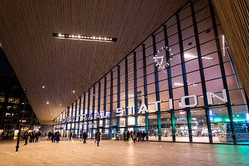 Rotterdam Central Station in the evening