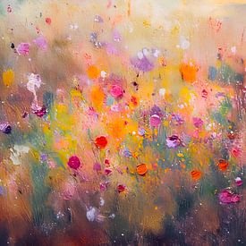Abstrait moderne : peinture rêveuse de champs de fleurs sur Studio Pieternel