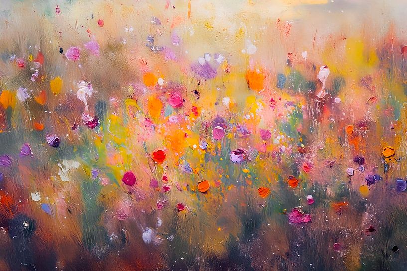 Abstrait moderne : peinture rêveuse de champs de fleurs par Studio Pieternel