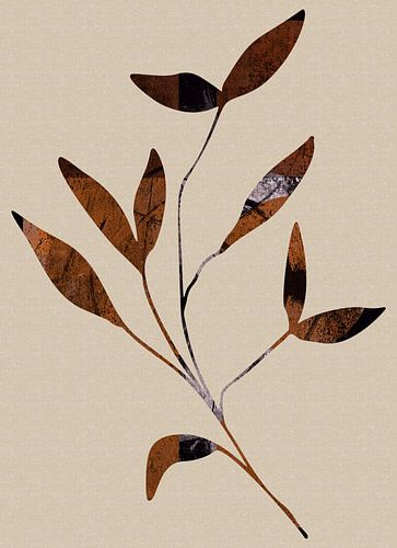 Kleine blaadjes in terracotta. Wabi- sabi botanische collage.