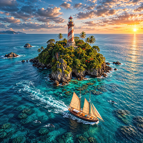 Fantasy Wall Art & Poster: ELVARION – The Lighthouse of the Rising Sun