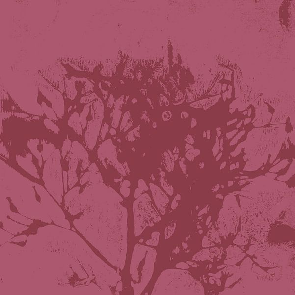 Abstract botanical art. Organic shapes in old pink and brown. by Dina Dankers