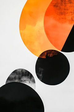 Abstract circles in black and orange by Poster Art Shop