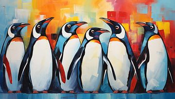 Panorama abstrait de pingouins sur TheXclusive Art