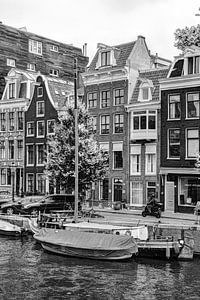 Innere Stadt von Amsterdam Niederlande Schwarz und weiß
