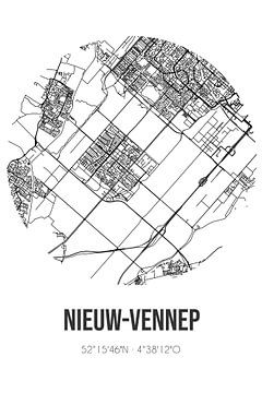 Nieuw-Vennep (Noord-Holland) | Landkaart | Zwart-wit van Rezona