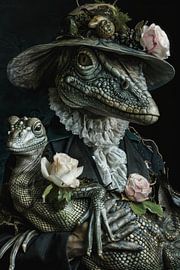 Crocodile as mafia boss gangster with black background by Digitale Schilderijen