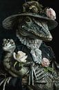 Krokodil als maffiabaas gangster met zwarte achtergrond van Digitale Schilderijen thumbnail