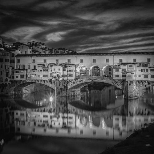 Italië in vierkant zwart wit, Florence, Ponte Vecchio