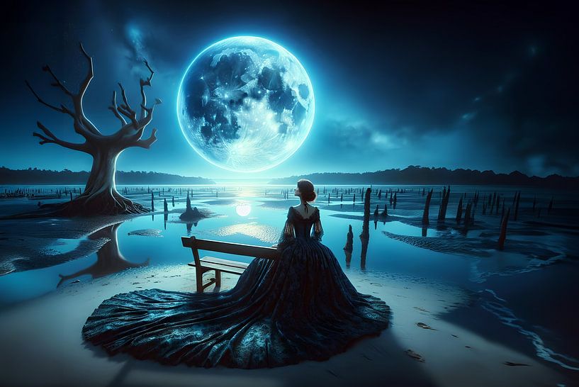 Young woman by moonlight by Eye on You