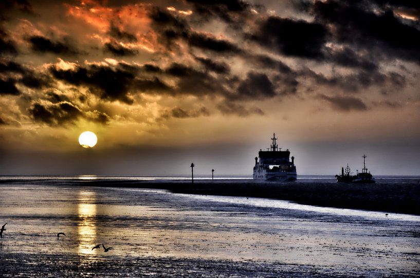 zonsondedrgang op wad by JF art