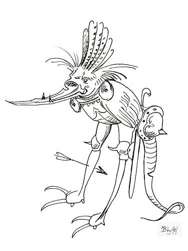 Hieronymus Bosch, Drachenritter, Ungeheuer