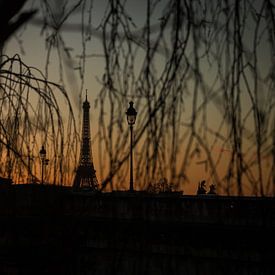 Eiffeltoren tijdens zonsondergang, Parijs. van Bart van der Heijden