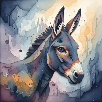 Aquarel schilderij van een ezel van Markus Gann