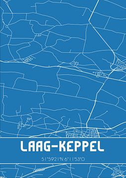 Blauwdruk | Landkaart | Laag-Keppel (Gelderland) van MijnStadsPoster