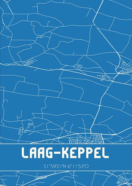 Blaupause | Karte | Laag-Keppel (Gelderland) von Ortsdrucke