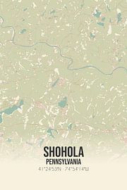 Carte ancienne de Shohola (Pennsylvanie), USA. sur Affiches de lieux
