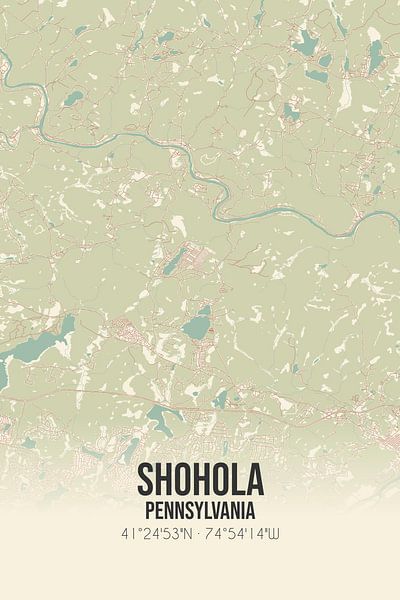Vintage map of Shohola (Pennsylvania), USA. by Prints of Place
