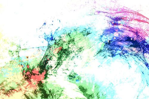 Modern, Abstract Digitaal Waterverf Kunstwerk in Pastelkleuren