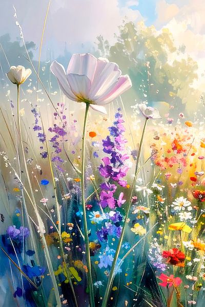 Zomerse dromerige bloementuin (1) van Studio Pieternel