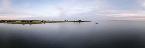 A peaceful evening on Lake Markermeer | A panoramic view featuring a tjalk near Schellinkhout