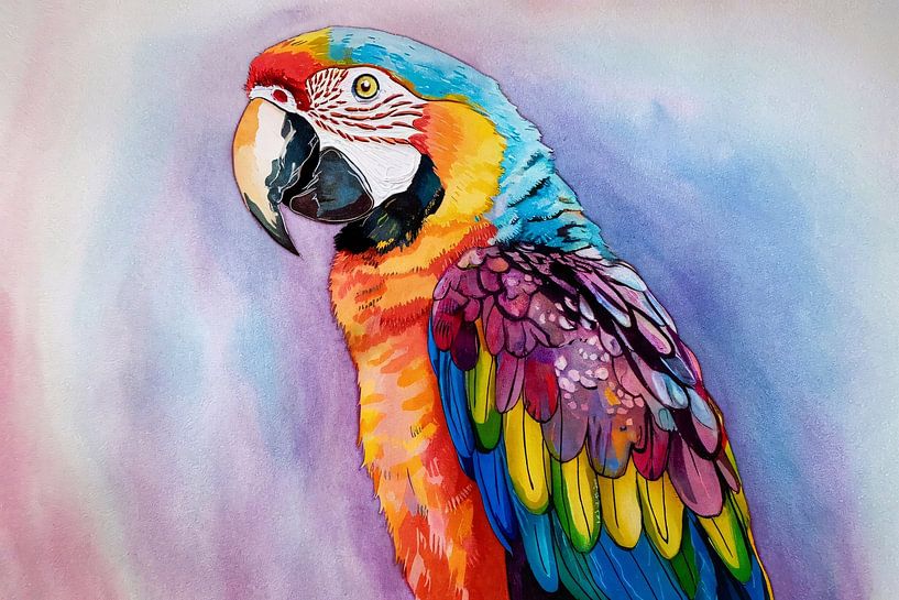 Kleurrijke aquarel papegaai kunst van Imperial Art House