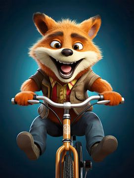 Fox on a bicycle by PixelPrestige