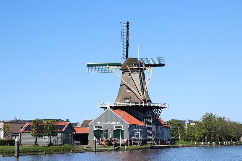 Die Salamander-Windmühle am Fluss Vliet in Leidschendam von André Muller