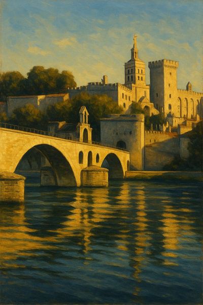 Serene Avignon Harmony - Historische Brücke und Palast Wandkunst von Travel Shop