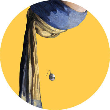 Vermeer Meisje met de Parel Ondersteboven - popart okergeel van Miauw webshop