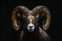 Portrait of an Aries against a Black Background