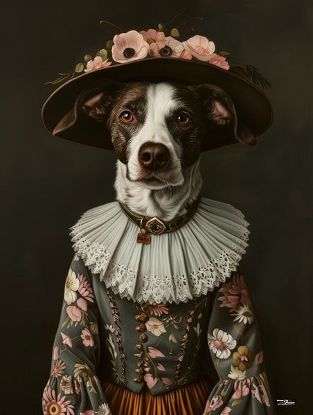 Hund in viktorianischem Kleid von Gelissen Artworks