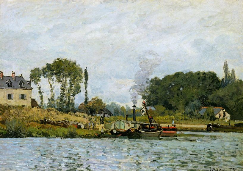 Alfred Sisley,Boats at the lock at Bougival by finemasterpiece