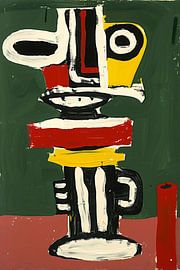 Abstract expressief gezicht schilderij in kleuren van Art & Soul Creations