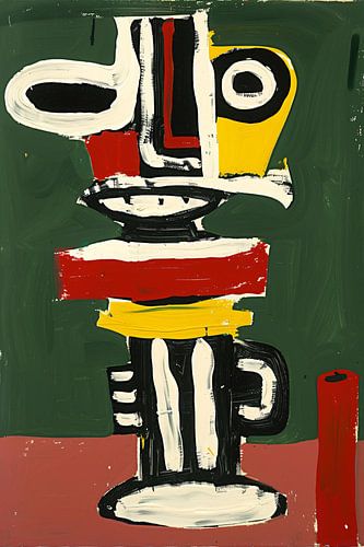 Abstract expressief gezicht schilderij in kleuren