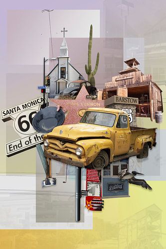 Collage US Route66 van Barstow tot Santa Monica